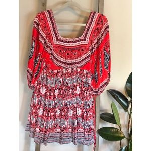 Free People orange/red patterned dress